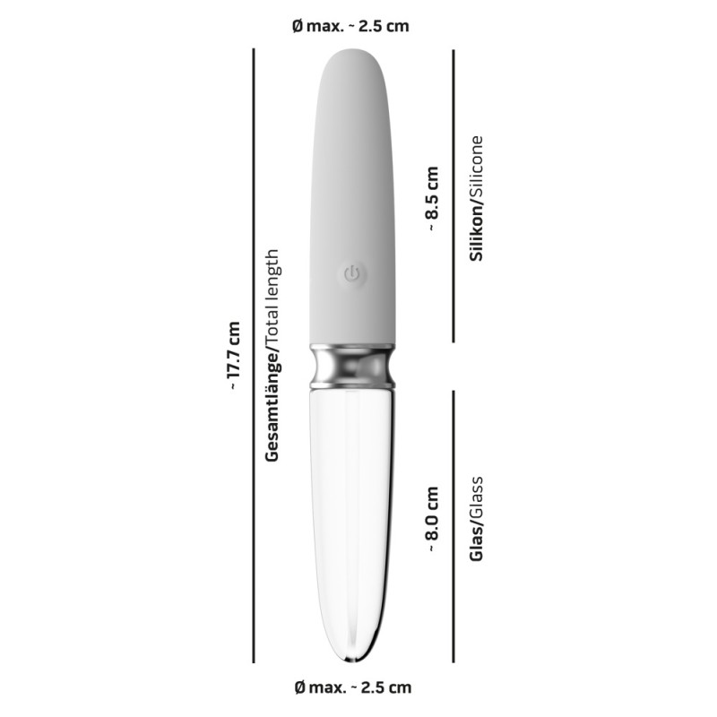 Wibrator podwójny dwustronny szklany masażer 17cm